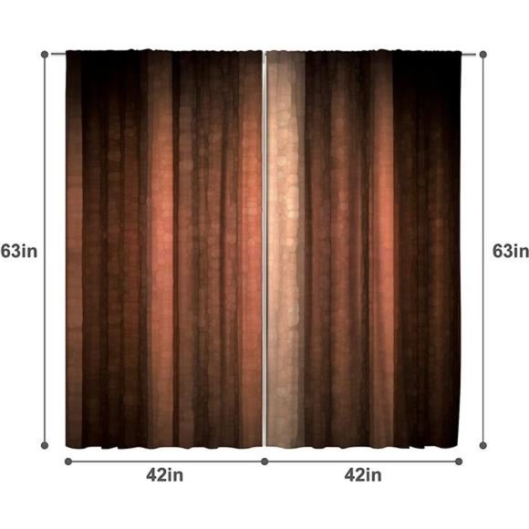 Brown Burnt Orange Curtains 42W x 63H Inch Rod Pocket Rustic Bedroom Decor Rust - Picture 2 of 6